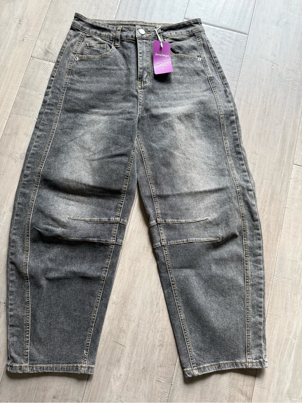 High-Waist Wide Leg Jeans in Washed Black (145)